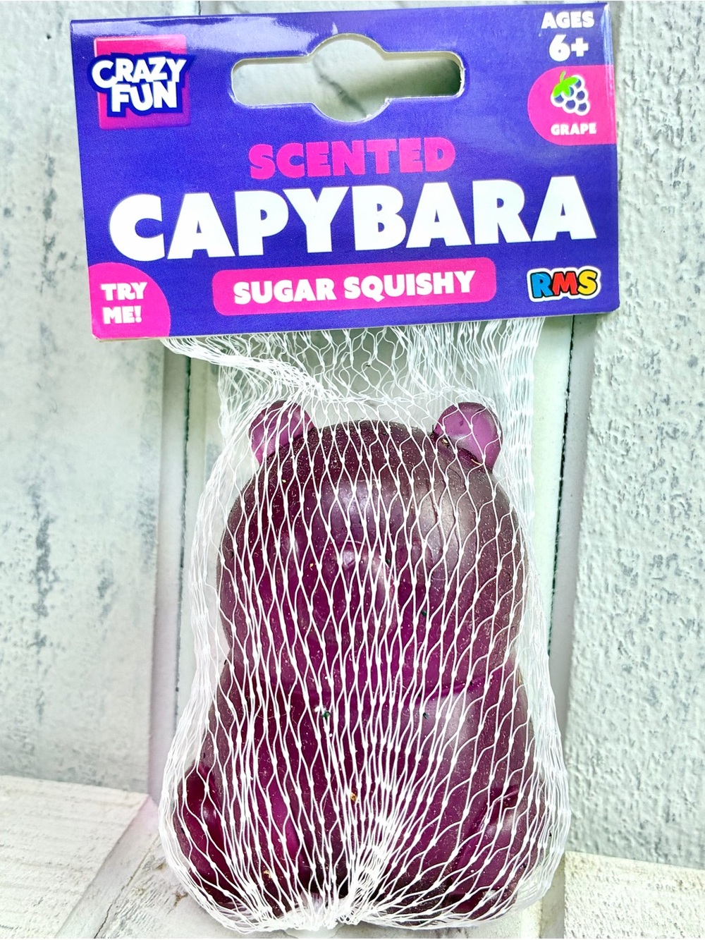 RMS Crazy Fun Capybara Sugar Squishy Grape Scented Purple Fidget Toy 3” NWT